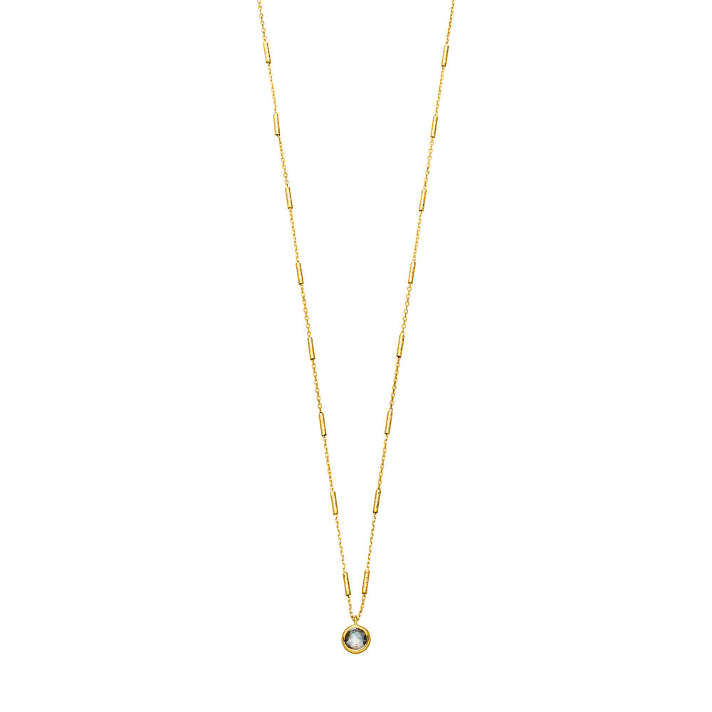 Halskette Solit�r, Labradorit, 18 Karat Gelbgold vergoldet 