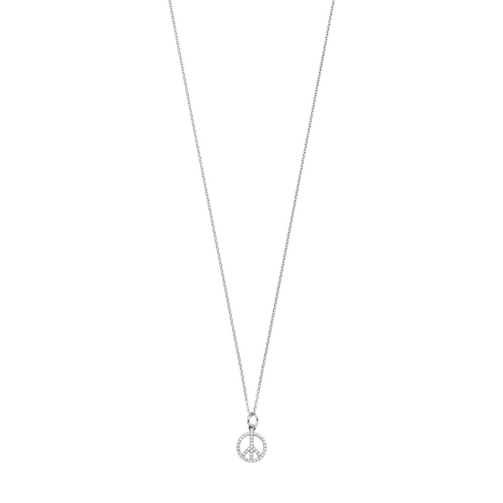 Halskette Peace mit Zirkonia, 925 Sterlingsilber 