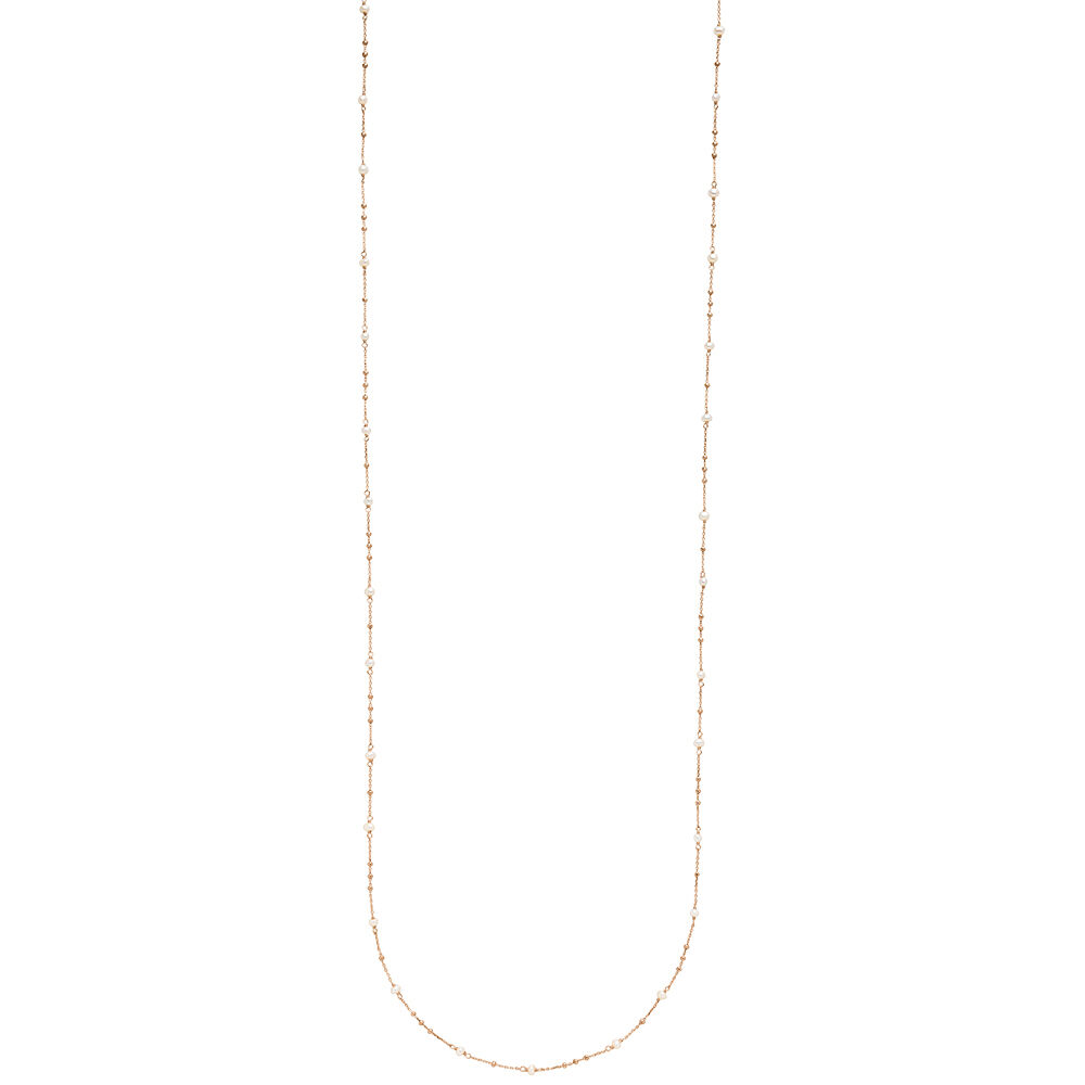 Halskette Flying Gems, Perle, 90cm, 18 Karat Rosegold vergoldet 