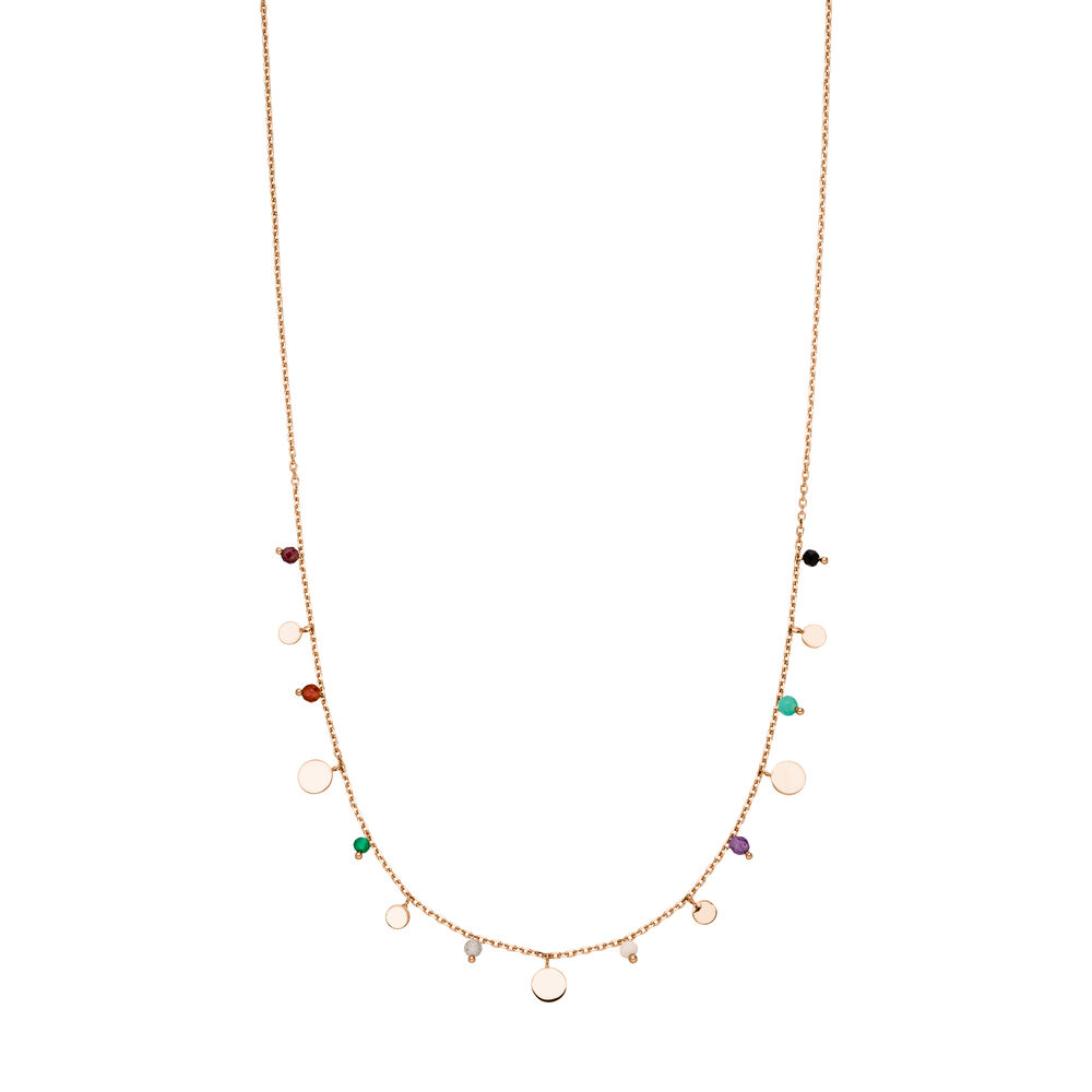 Halskette Platelet Mix, 18 Karat Rosegold vergoldet 