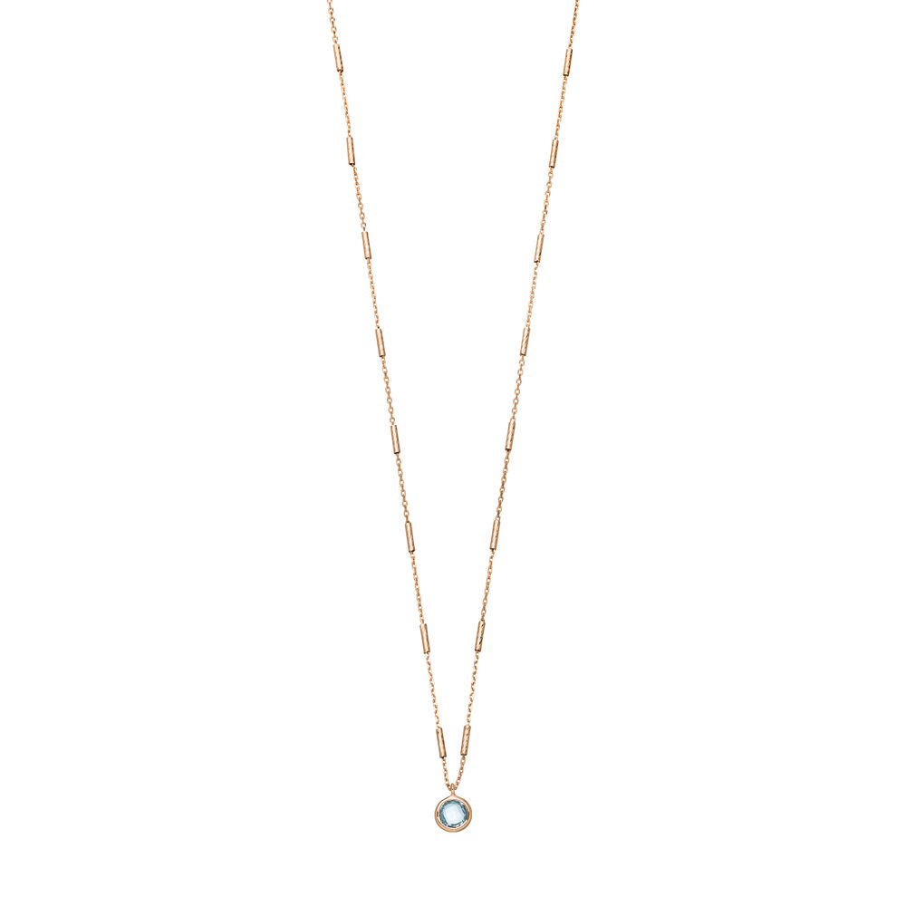 Halskette Solit�r, Blauer Topaz, 18 Karat Rosegold vergoldet 