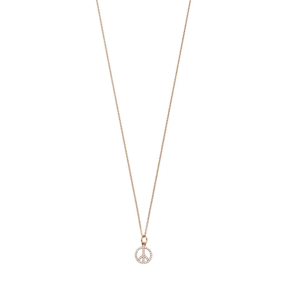 Halskette Peace mit Zirkonia, 18 Karat Rosegold vergoldet 