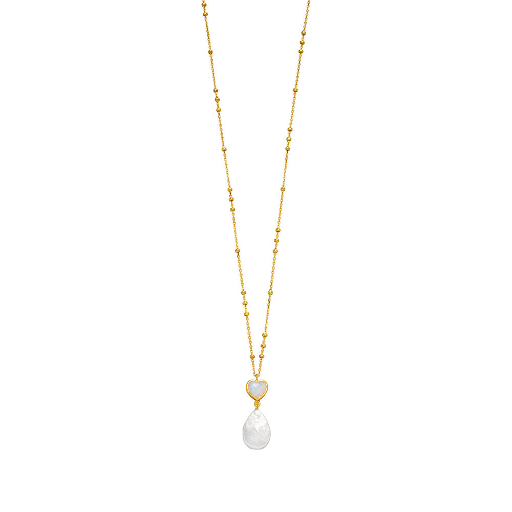 Halskette VALENTINE PEARLS, Mondstein, 18 Karat Gelbgold vergoldet 