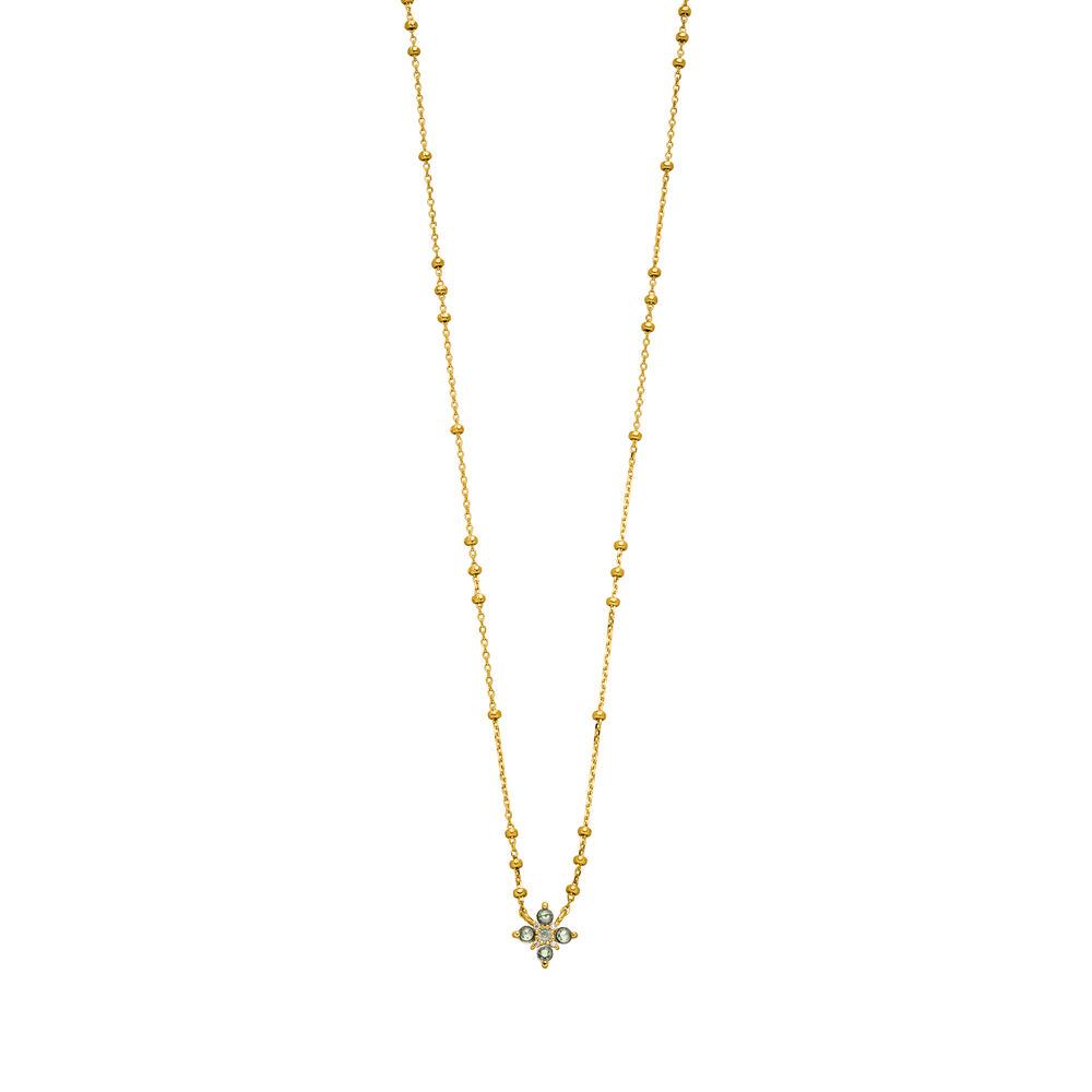 Halskette BLOOM, Labradorit/Aventurin, 18 Karat Gelbgold vergoldet 