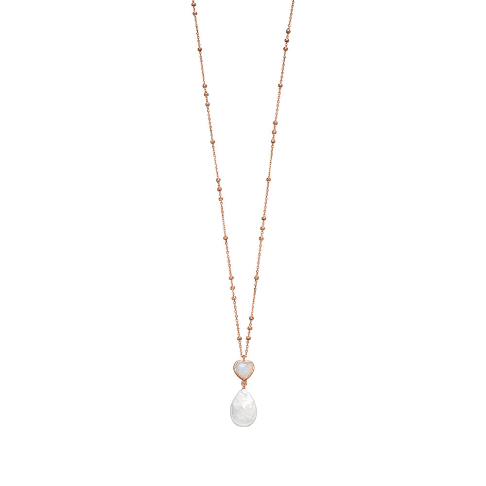 Halskette VALENTINE PEARLS, Mondstein, 18 Karat Rosegold vergoldet 