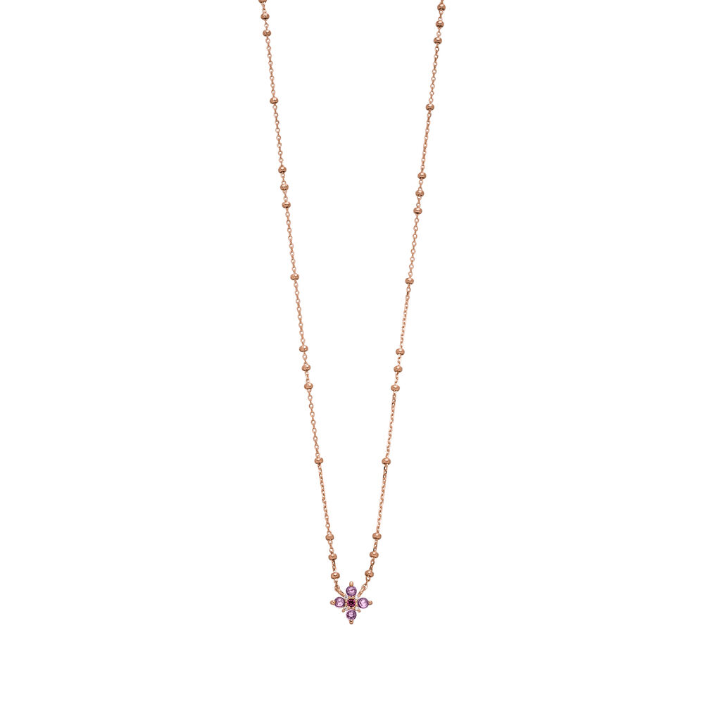 Halskette BLOOM, Amethyst/Rhodolith, 18 Karat Rosegold vergoldet 