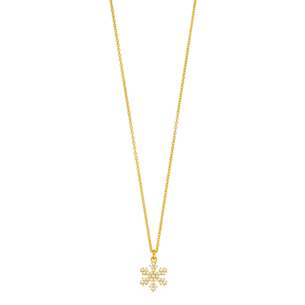 Halskette Snowflake, 18 Karat Gelbgold vergoldet 
