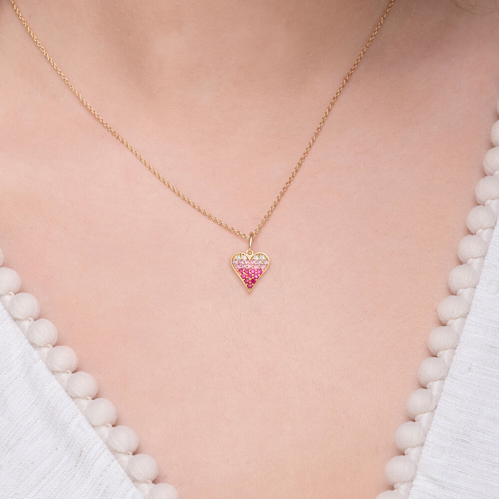 Halskette Pink Valentine, 18 Karat Gelbgold vergoldet 