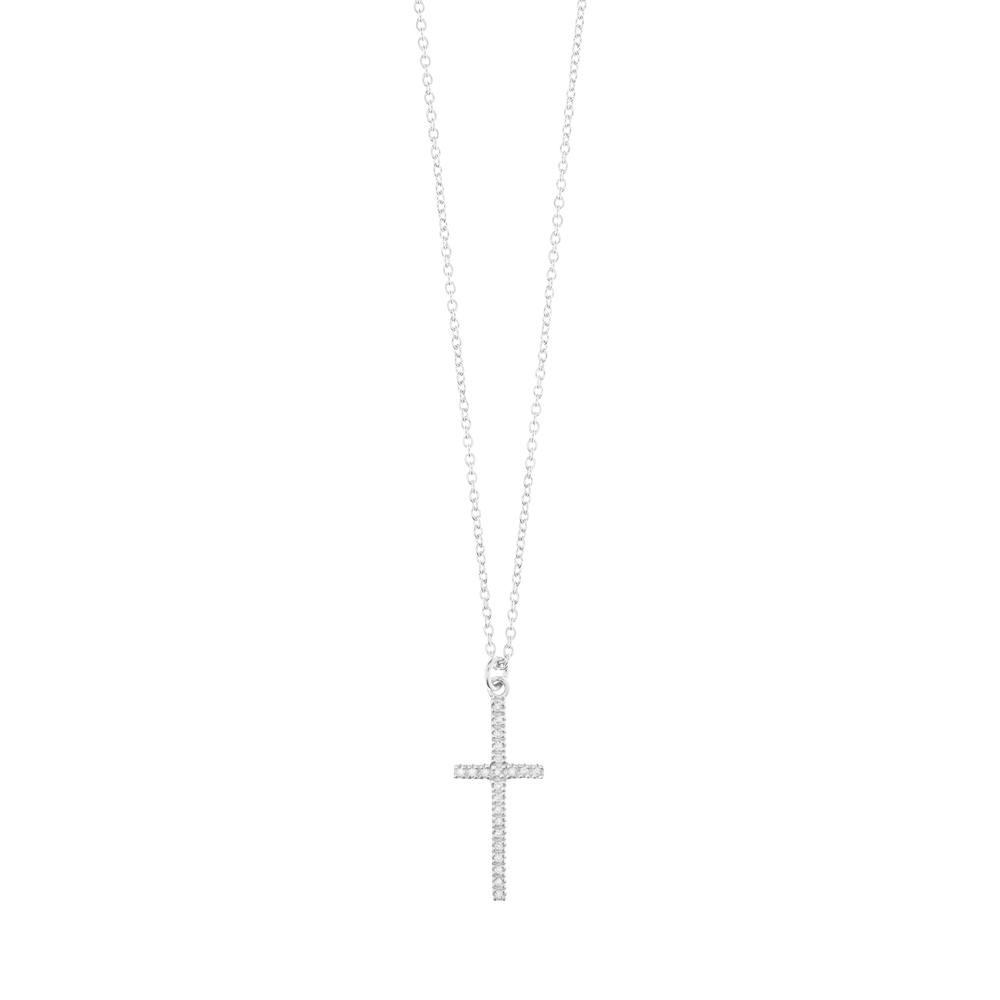 Halskette Kreuz mit Zirkonia, 925 Sterlingsilber 