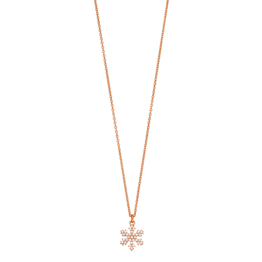Halskette Snowflake, 18 Karat Rosegold vergoldet 