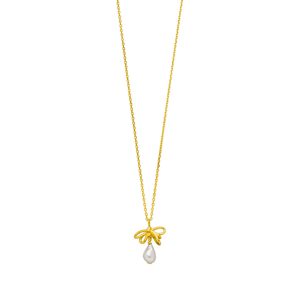 Halskette PEARL BOW, 18 K Gelbgold vergoldet 
