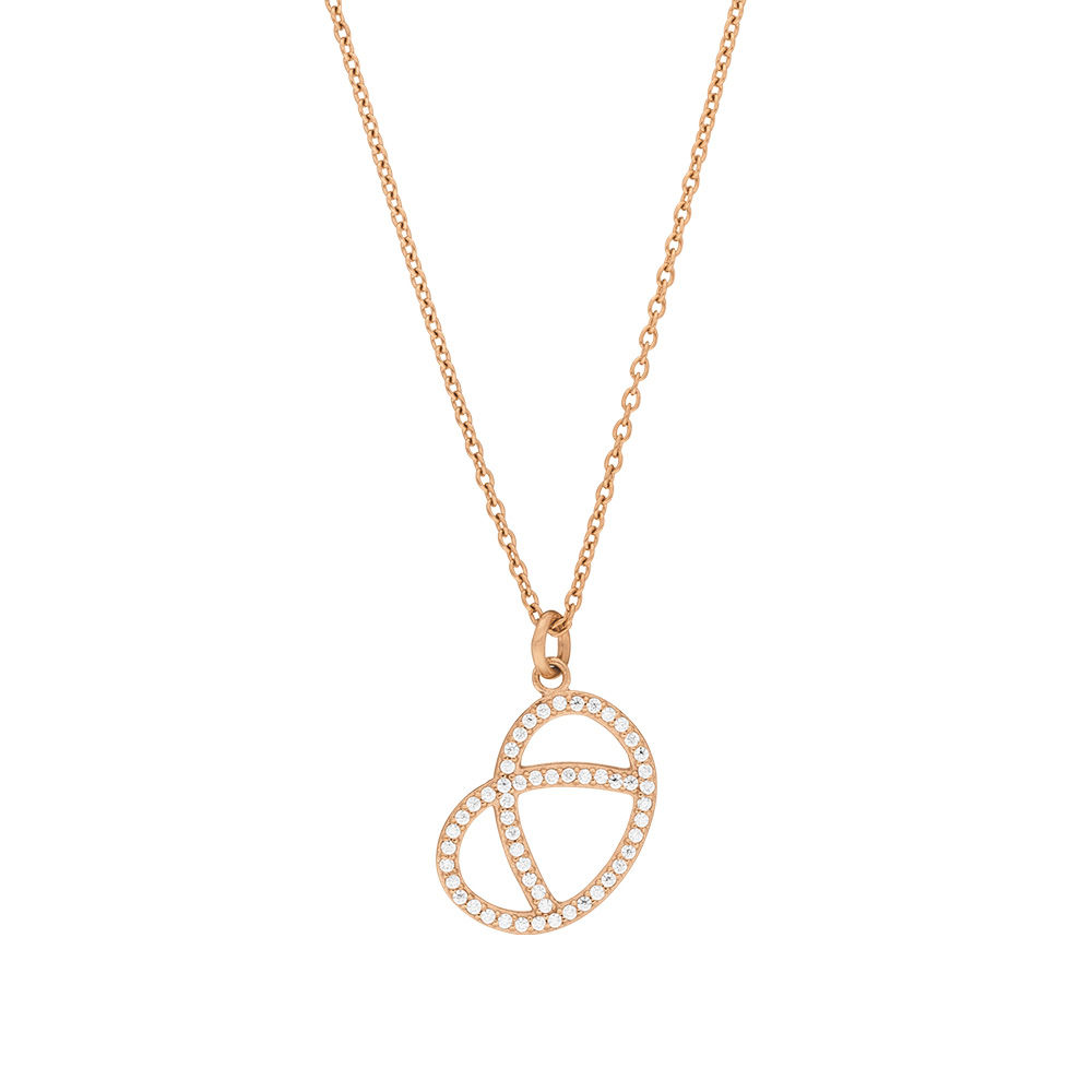 Halskette Brezn mit Zirkonia, 18 Karat Rosegold vergoldet 