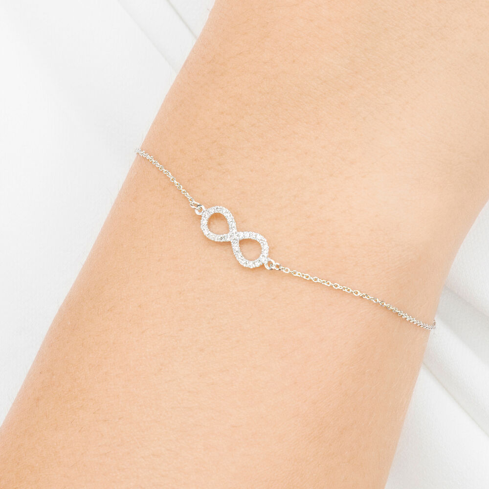 Armkette Infinity mit Diamanten, 18 Karat Wei�gold 