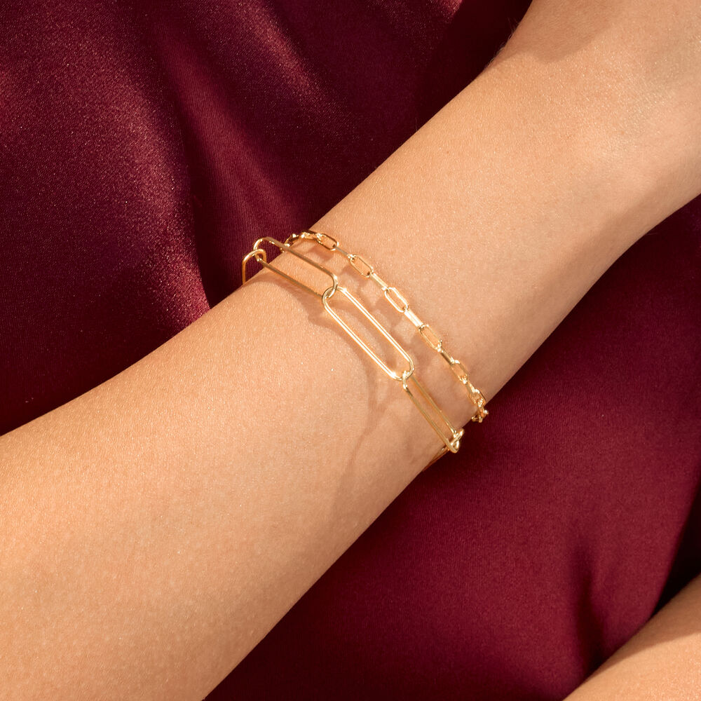 Silber Armkette, BIG SQUARE, Rosegold 