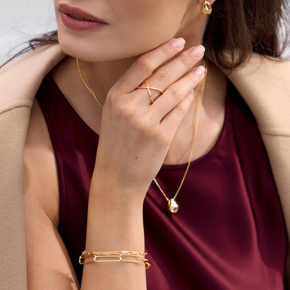 Ring X Cross, 18 K Gelbgold vergoldet 