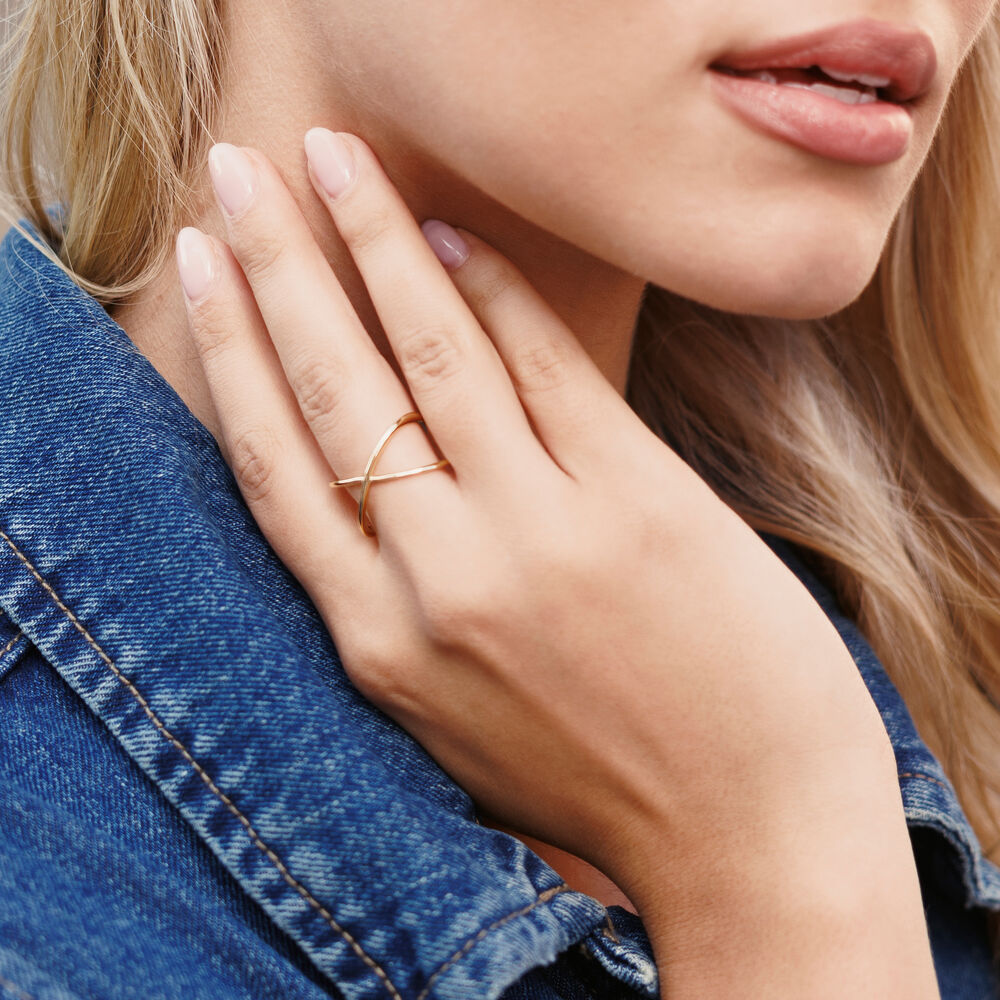 Ring X Cross, 18 K Gelbgold vergoldet 
