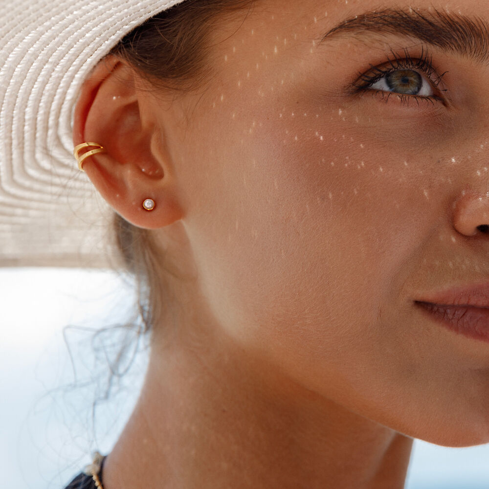 Earcuff Double Line, 10 mm, 925 Sterlingsilber, rhodiniert 
