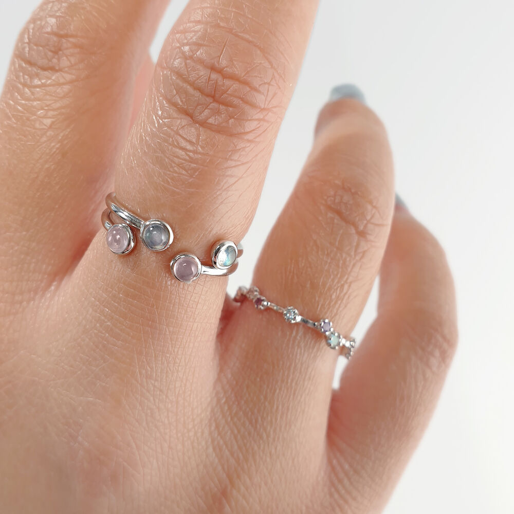 Silber Open Ring, Labradorit 