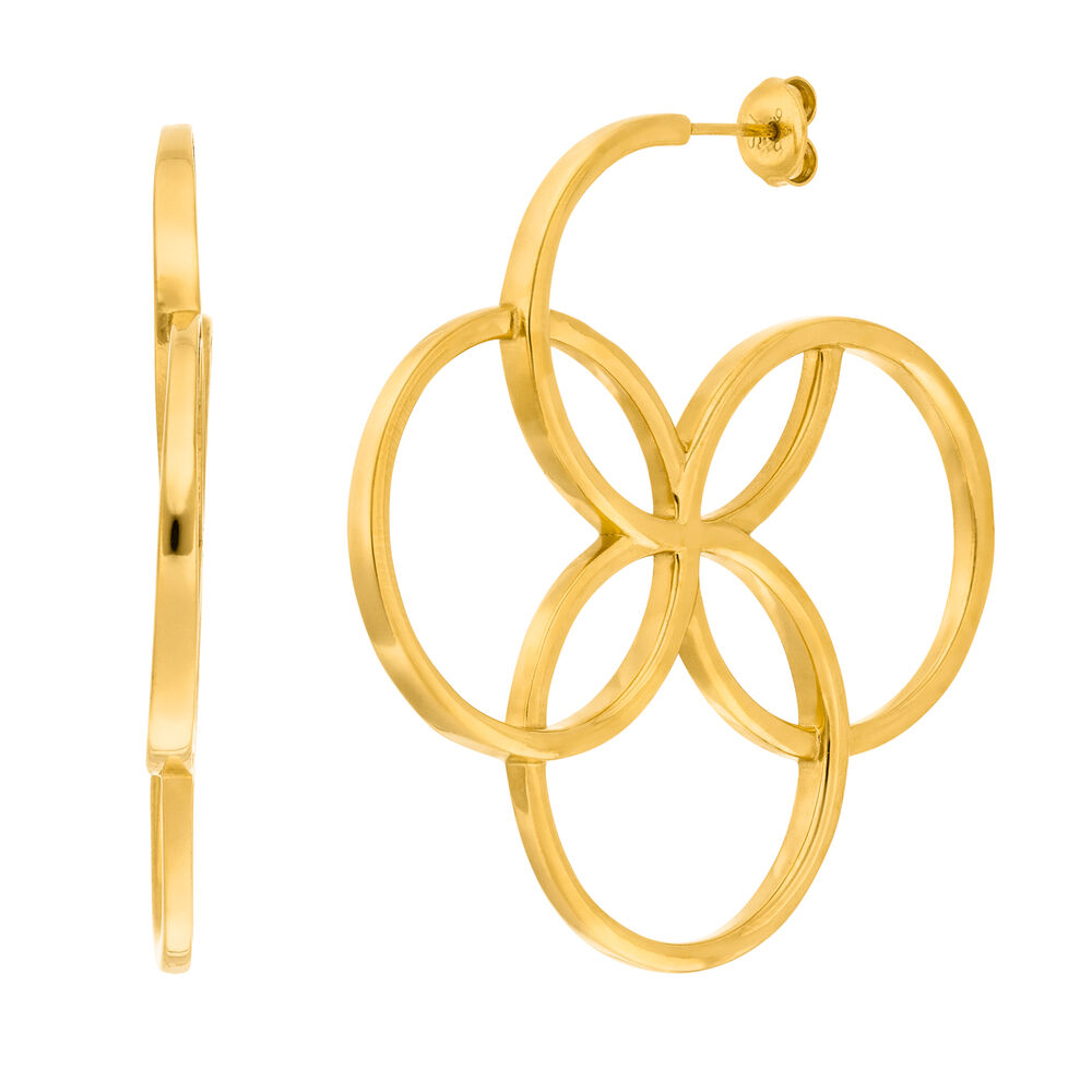 Creolen Clover Charm, gro�, 18 K Gelbgold vergoldet 