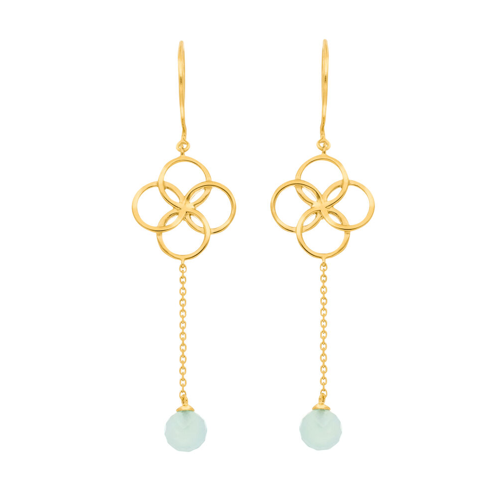 Ohrh�nger Clover Charm, Aqua Chalzedon, 18 K Gelbgold vergoldet 