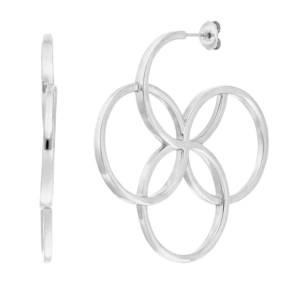 Creolen Clover Charm, gro�, 925 Sterlingsilber 