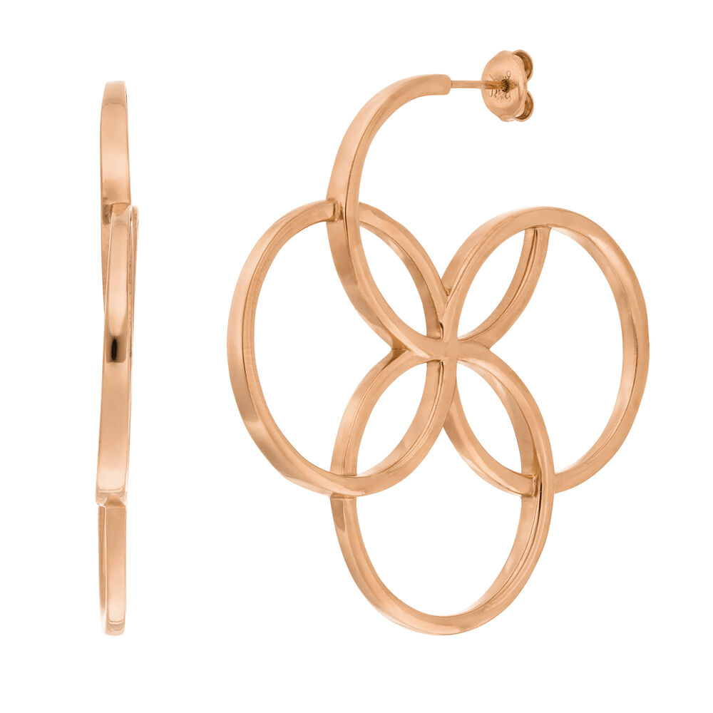 Creolen Clover Charm, gro�, 18 K Rosegold vergoldet 
