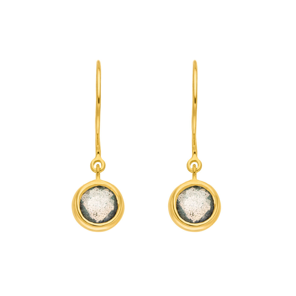 Ohrh�nger Solit�r, Labradorit, 18 K Gelbgold vergoldet 