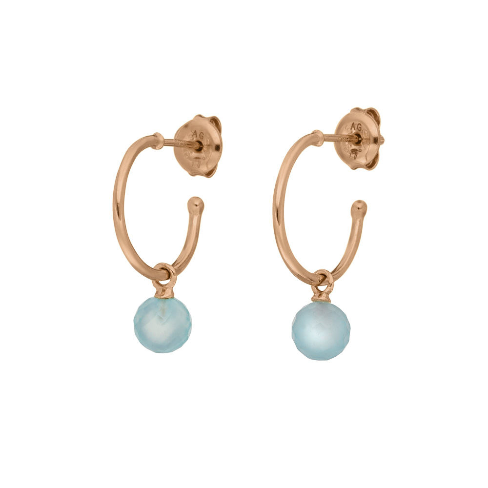Creole Flying Gem, Aqua Chalzedon, 18 K Rosegold vergoldet 