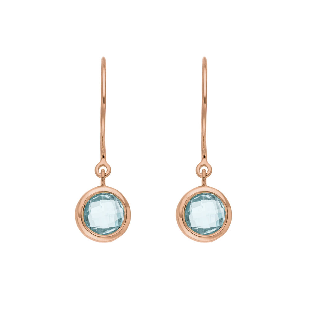 Ohrh�nger Solit�r, Blauer Topaz, 18 K Rosegold vergoldet 