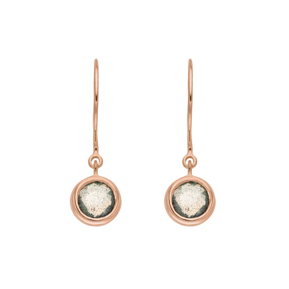 Ohrh�nger Solit�r, Labradorit, 18 K Rosegold vergoldet 
