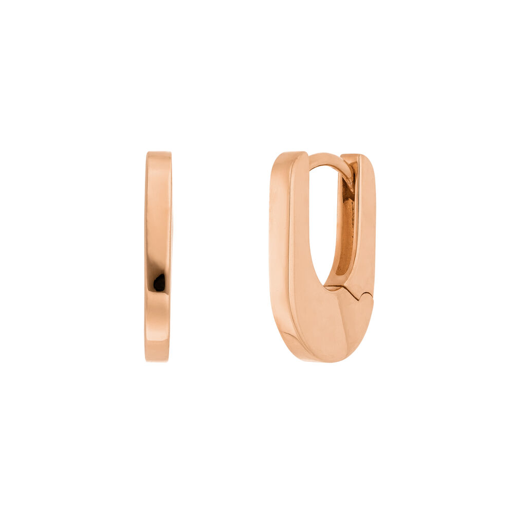 Creolen HUGGIE Oval, 18 K Rosegold vergoldet 