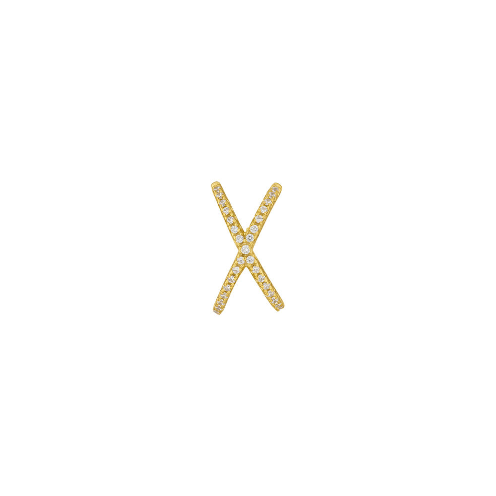 Earcuff Cross CZ, 18 K Gelbgold vergoldet 