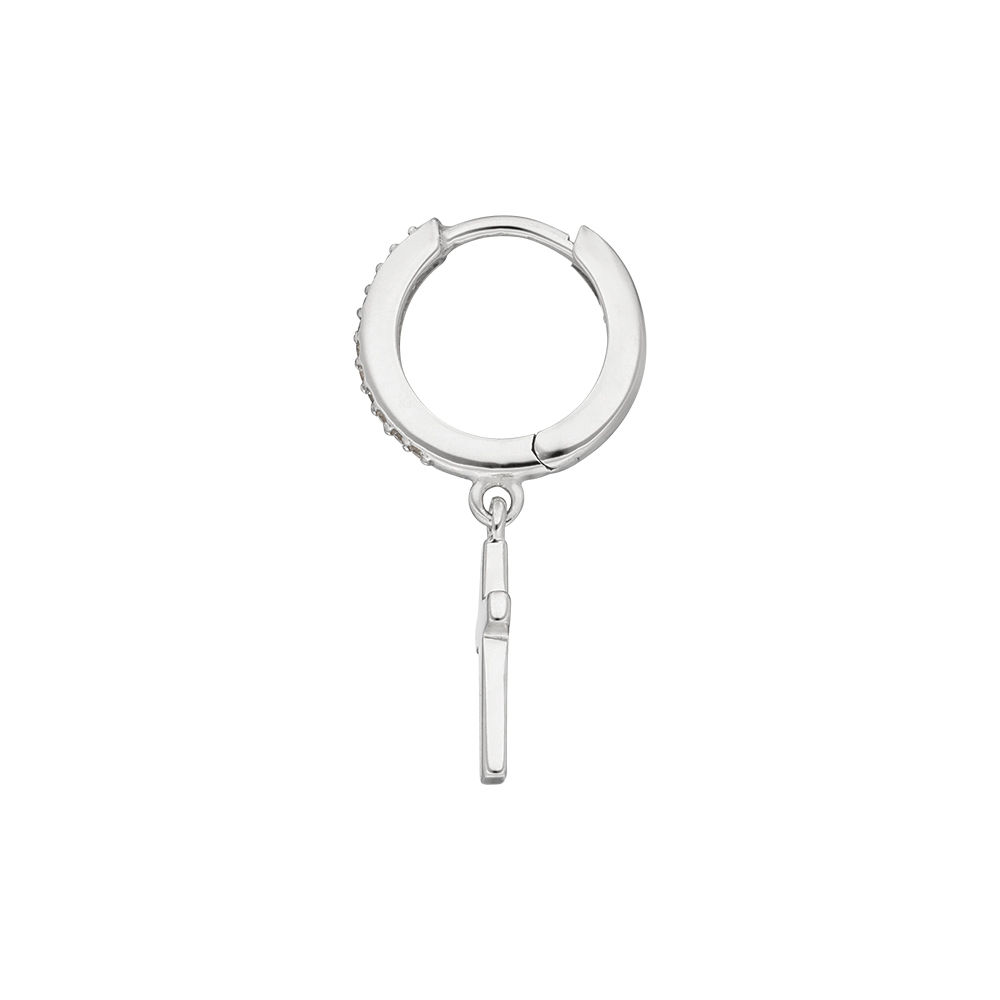 Single Creole CROSS/Zirkonia, 925 Sterlingsilber 