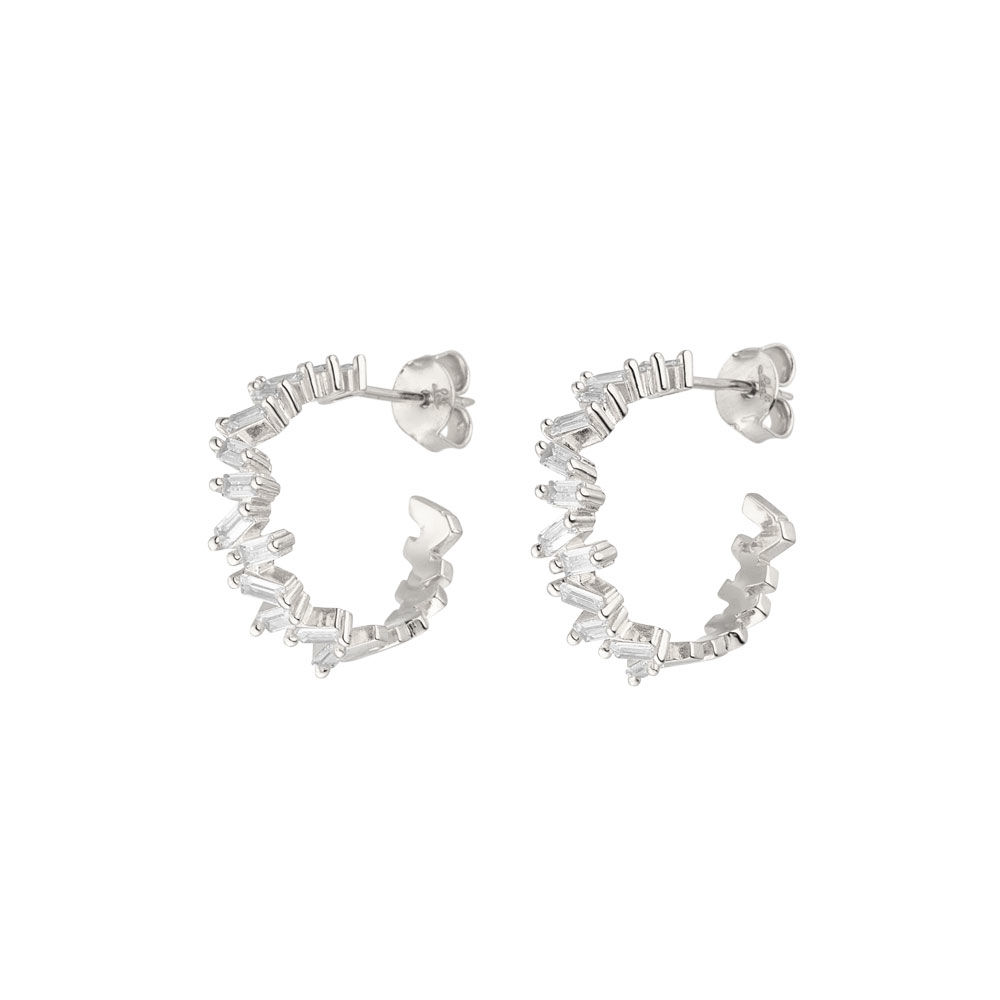 Creole ICE CUBE, Zirkonia, 925 Sterlingsilber, rhodiniert 