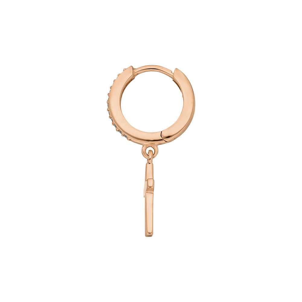 Single Creole CROSS/Zirkonia, 18 K Rosegold vergoldet 