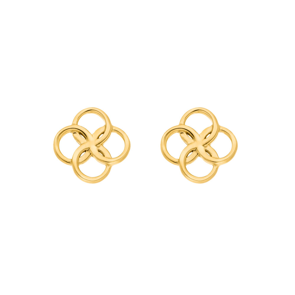 Ohrstecker Clover Charm, 18 K Gelbgold vergoldet 