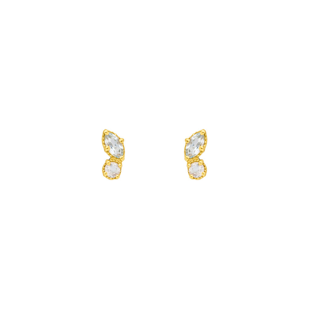 Ohrstecker Two Gems, Blauer Topas, 18 K Gelbgold vergoldet 