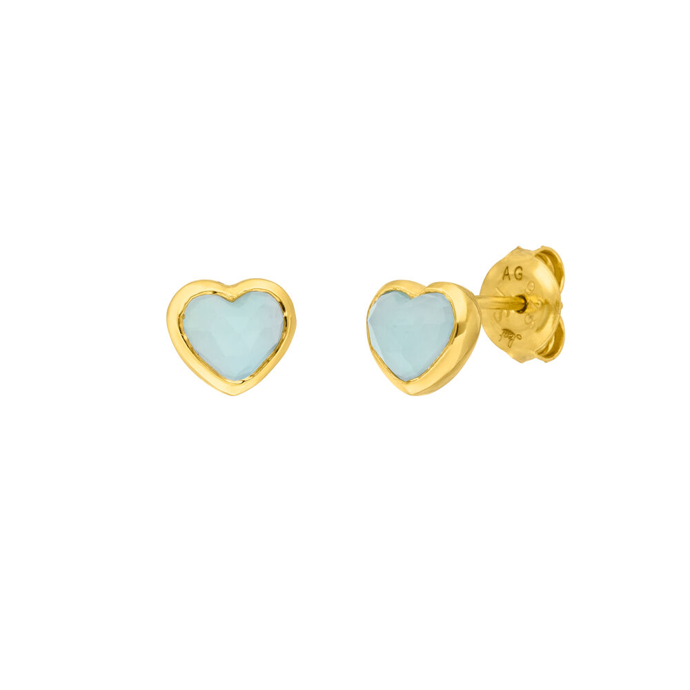Ohrstecker VALENTINE, Aqua Chalzedon, 18 K Gelbgold vergoldet 