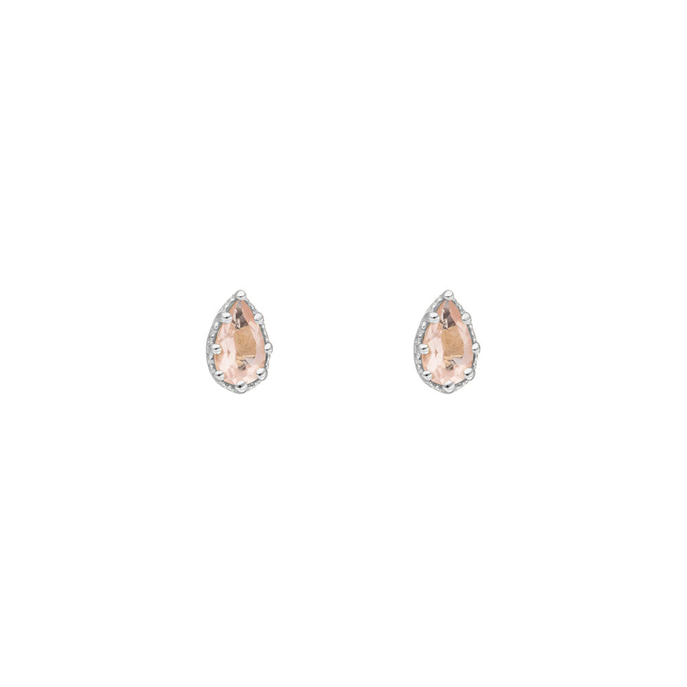 Ohrstecker Drop, Rosenquarz, 925 Sterlingsilber 