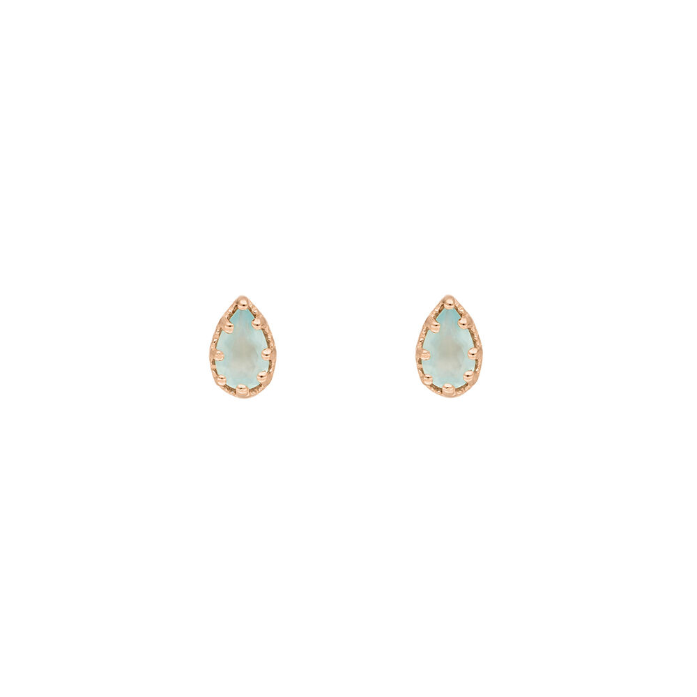 Ohrstecker Drop, Aqua Chalzedon, 18 K Rosegold vergoldet 