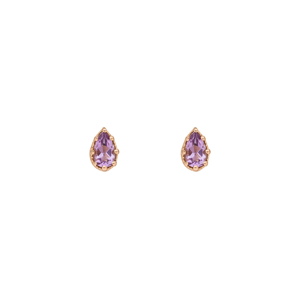 Ohrstecker Drop, Amethyst, 18 K Rosegold vergoldet 