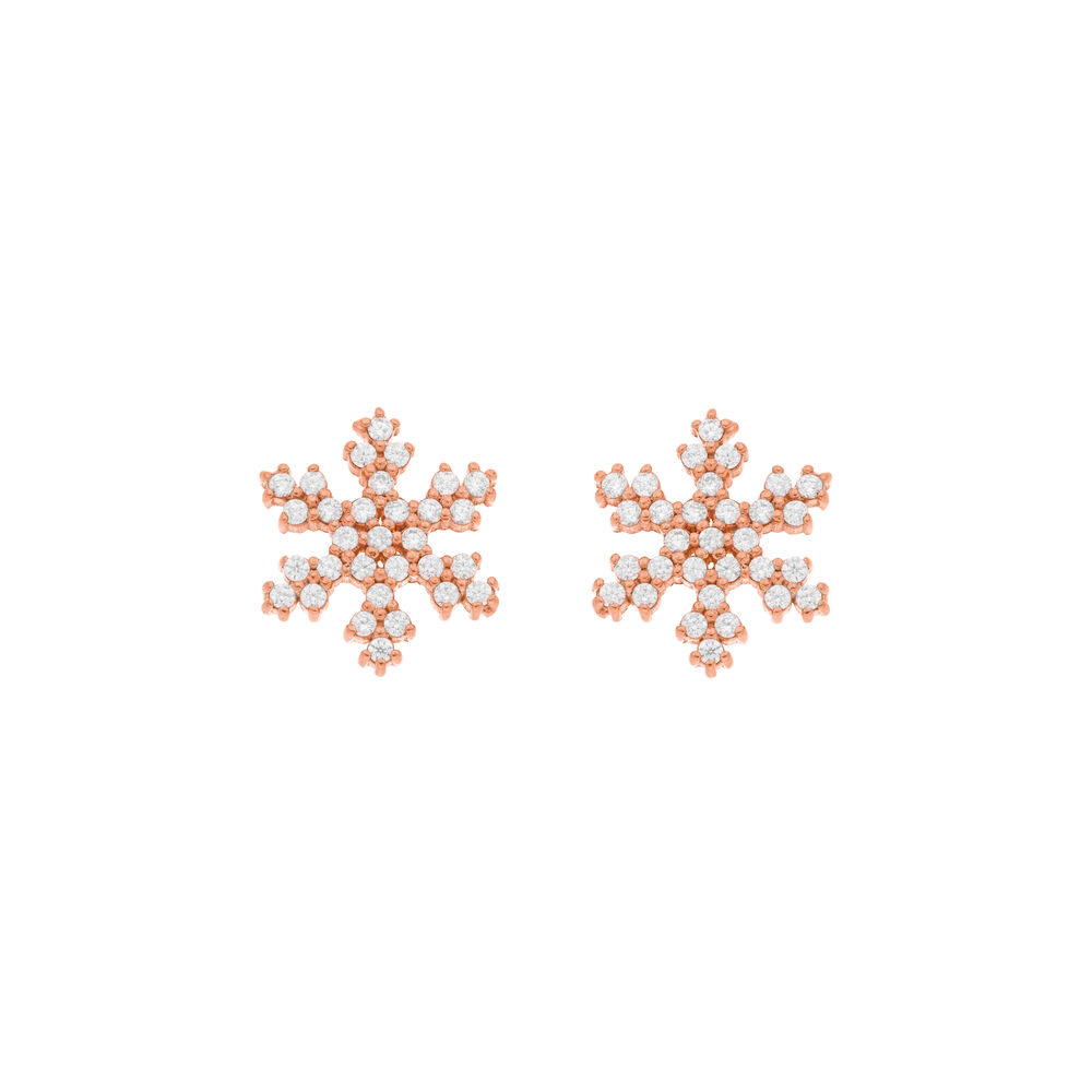 Ohrstecker Snowflake, 18 K Rosegold vergoldet 
