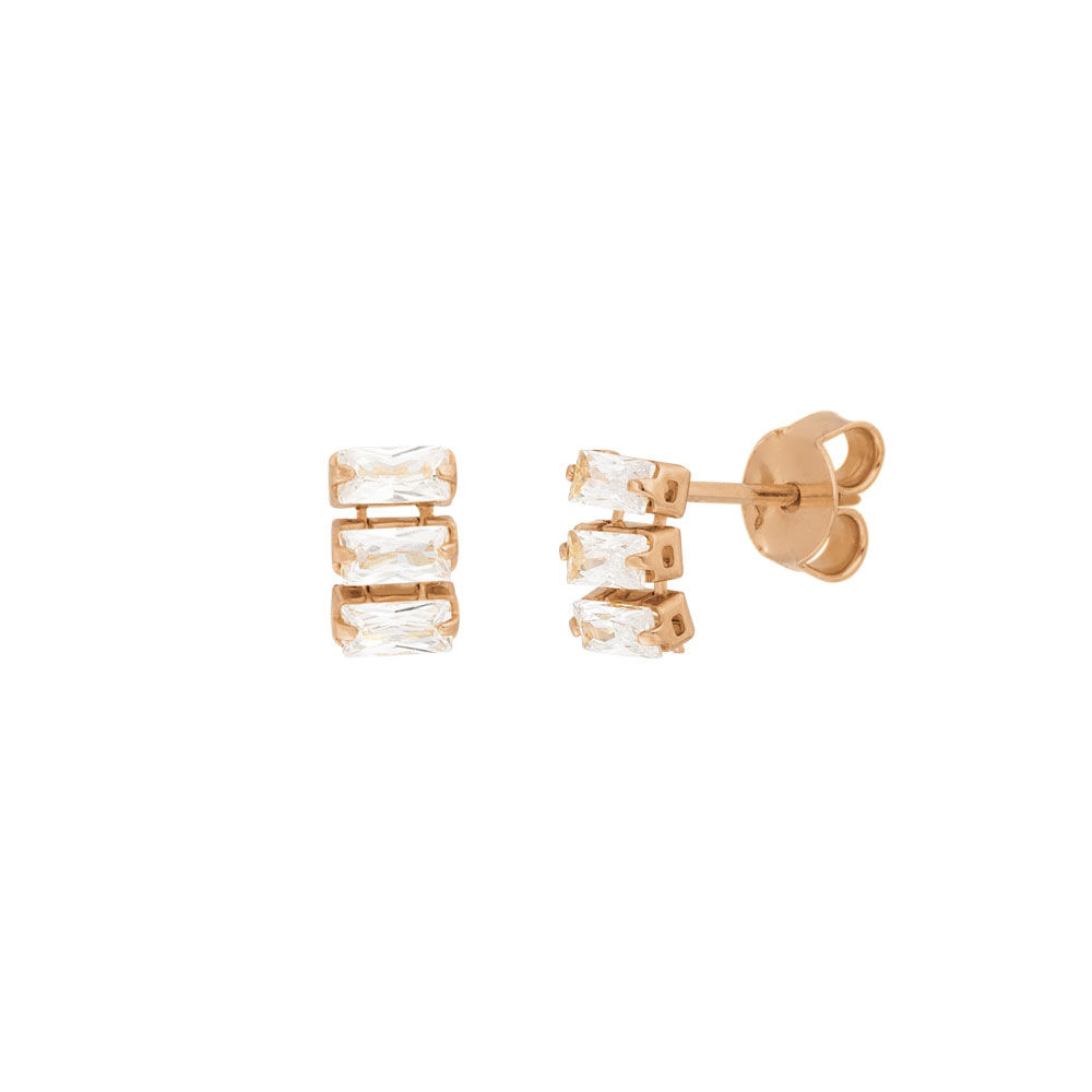 Ohrstecker ICE CUBE, Zirkonia, 18 K Rosegold vergoldet 