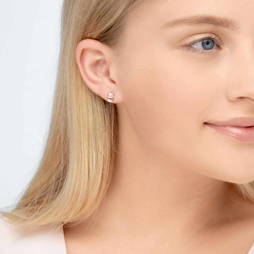 Ohrstecker ICE CUBE, Zirkonia, 18 K Rosegold vergoldet 