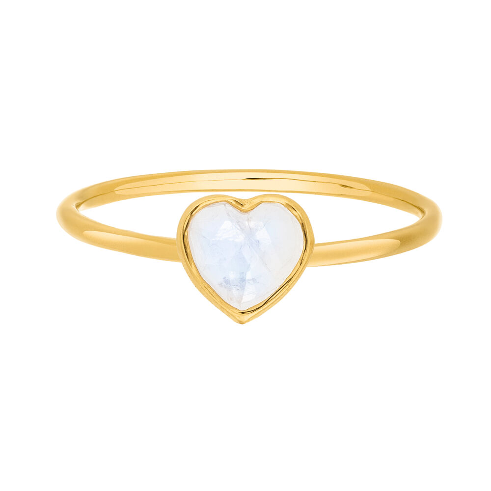 Ring VALENTINE, Mondstein, 18 Karat Gelbgold vergoldet, Gr.50 