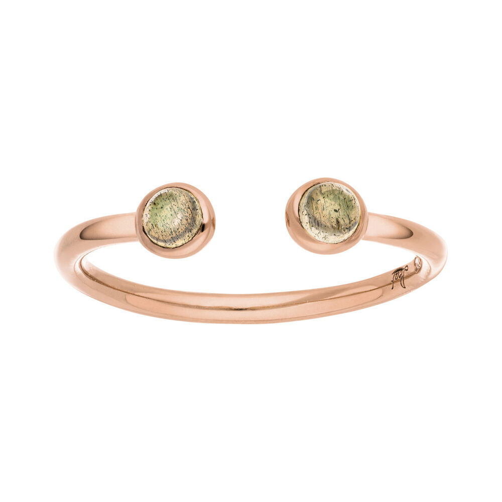 Silber Open Ring, Labradorit, Rosegold 