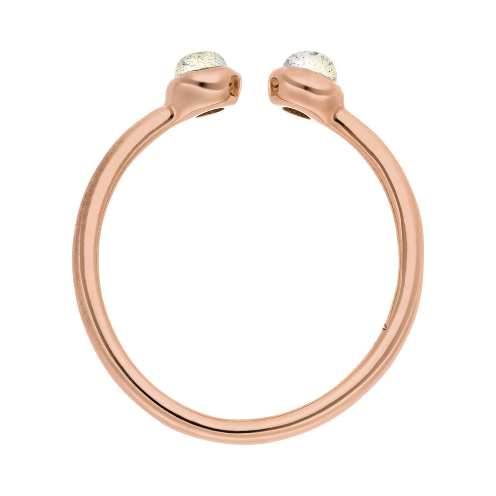 Silber Open Ring, Labradorit, Rosegold 