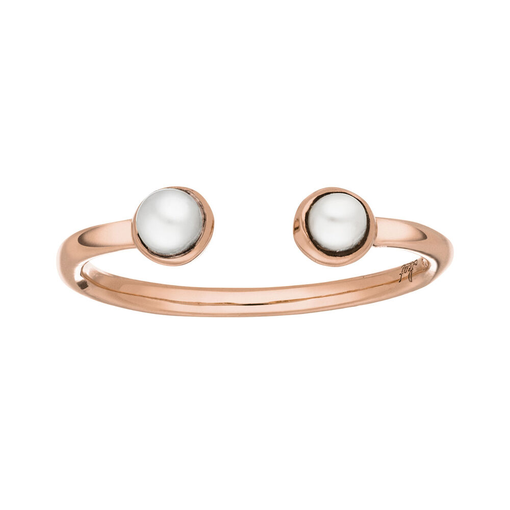 Silber Open Ring, Perle, Rosegold 
