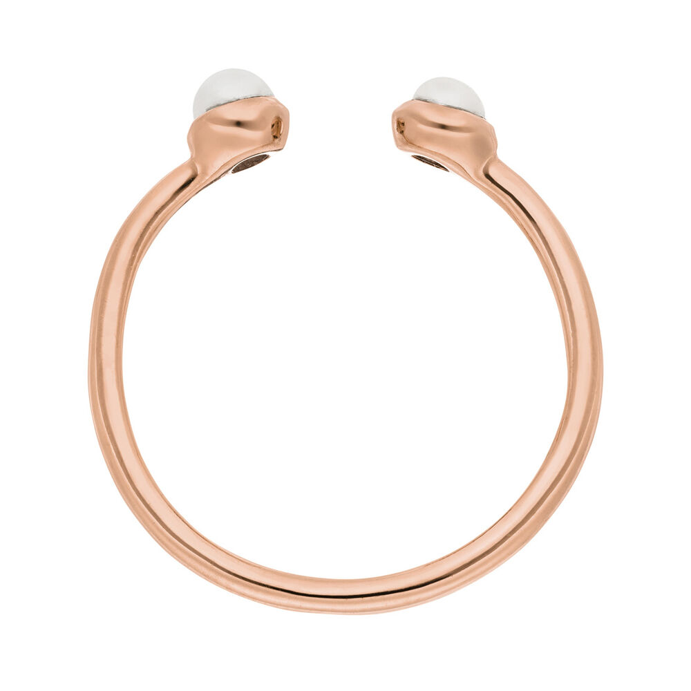Silber Open Ring, Perle, Rosegold 