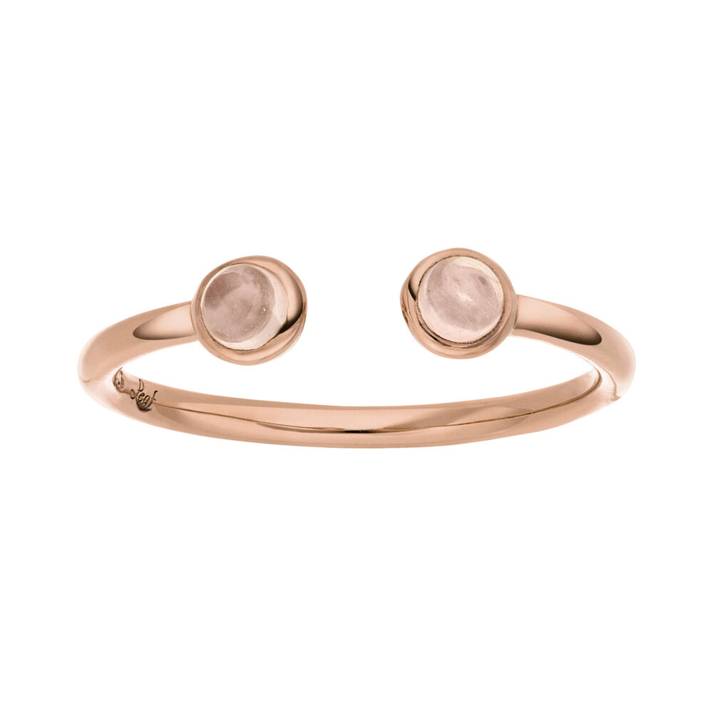 Silber Open Ring, Rosenquarz, Rosegold 